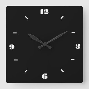Horloge Carrée Wallclocks noir et blanc > à la mode