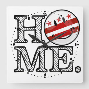 Horloge Carrée Washhington DC Smiling Flag Home