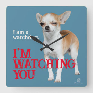 Horloge Carrée Watchdog Chihuahua - Personnalisable