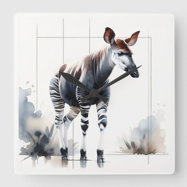 Horloge Carrée Watercolor Okapi AREF285 - Watercolor (Recto)