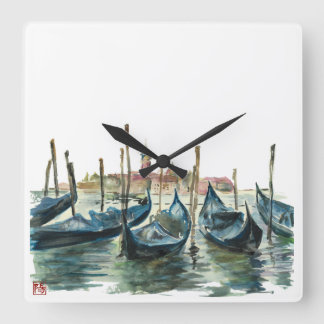 Horloge Carrée Watercolor Venice