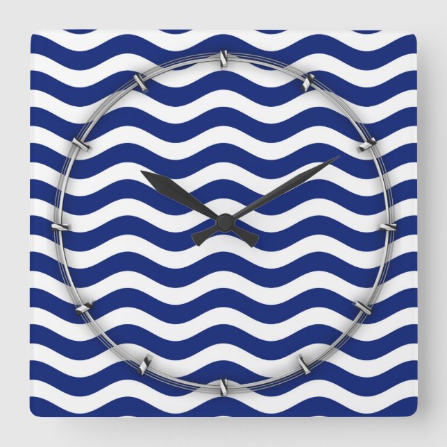 Horloge Carrée Wavy Navy (Recto)