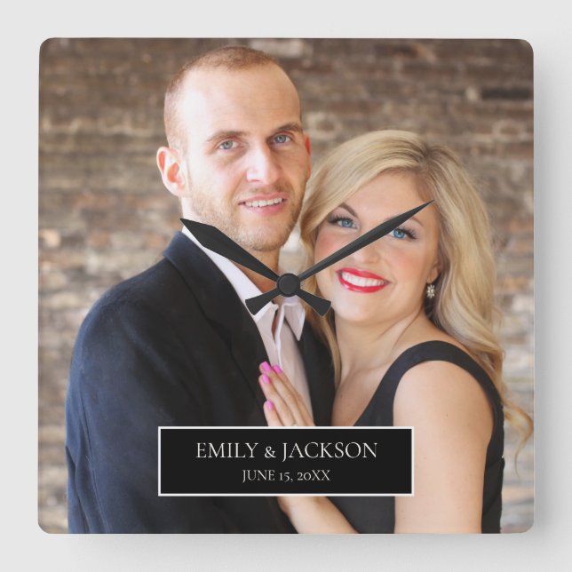 Horloge Carrée Wedding Engagement Custom (Recto)