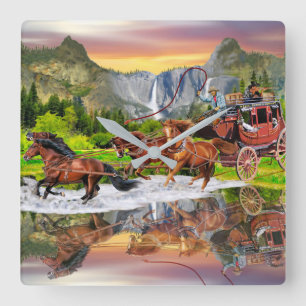 HORLOGE CARRÉE WELLES FARGO STAGECOACH