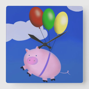 Horloge Carrée When Pigs Fly Cute