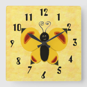 Horloge Carrée Whimsy Butterfly