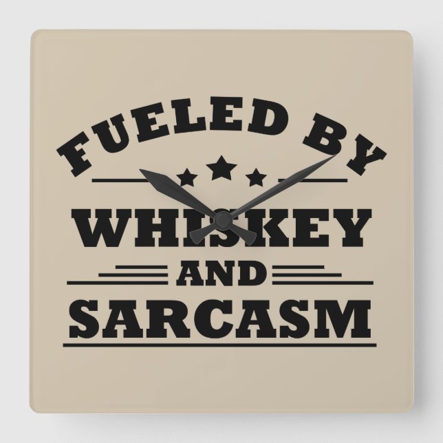 Horloge Carrée Whiskey cite d'amusants propos d'alcool (Recto)
