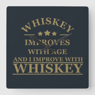Horloge Carrée Whiskey cite d'humoristiques paroles d'alcool cade