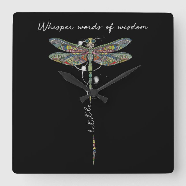 Horloge Carrée Whisper Words Of Wisdom Brocade Dragonfly (Recto)