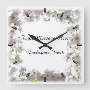 Horloge Carrée White Blossom Clock Cherry Blossoms Wall Clocks
