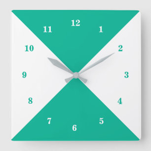 Horloge Carrée White & Blue Green