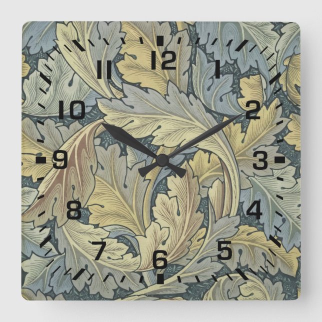 Horloge Carrée William Morris Acanthus Feuille Floral Art Nouveau (Recto)