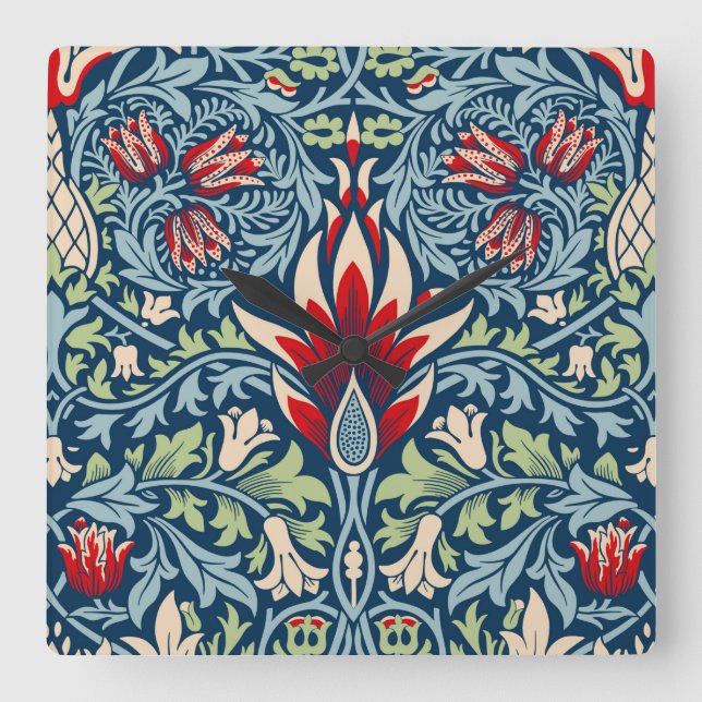 Horloge Carrée William Morris Snakeshead Fritillaire Floral Desig (Recto)