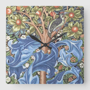 Horloge Carrée William Morris Woodpecker Tapestry
