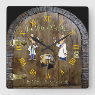 Horloge Carrée Wine Cellar Clock ~ Man Cave ~ In Vino Veritas ~