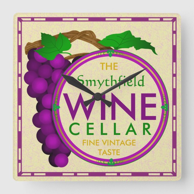 Horloge Carrée Wine Cellar Grapes (Recto)