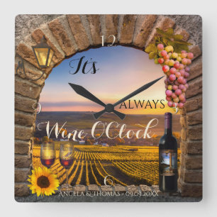 Horloge Carrée Wine OClock Vineyard Landscape Clock