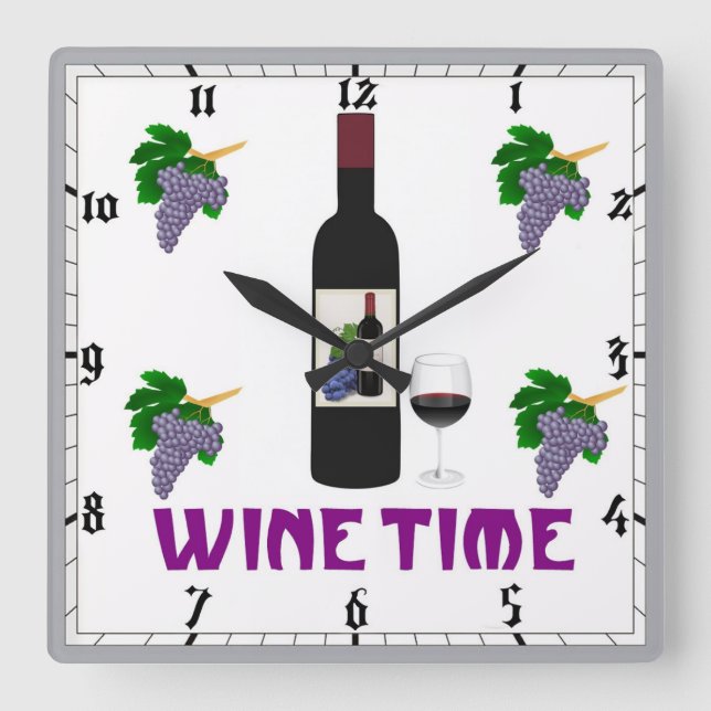 Horloge Carrée Wine Wall Clock (Recto)
