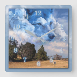 HORLOGE CARRÉE WOLF BROTHER OF THE RANGE