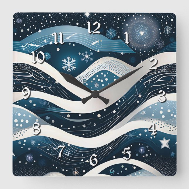 Horloge Carrée Wonderland hivernal Abstrait (Recto)