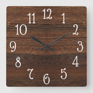 Horloge Carrée Wood Print Clock