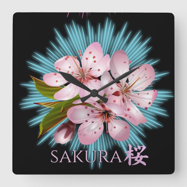 Horloge Carrée Wristwatch sakura japonais pour femmes (Recto)