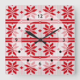 Horloge Carrée Xmas knitting seamless