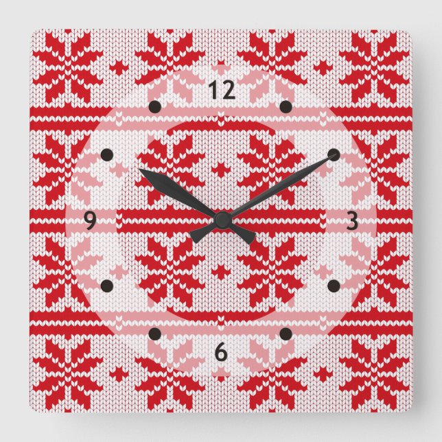 Horloge Carrée Xmas knitting seamless (Recto)