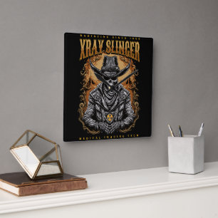 Horloge Carrée XRay Slinger Skeleton Cowboy