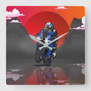 Horloge Carrée Yamaha R1 in the sunset