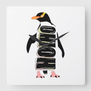 Horloge Carrée Yellow eyed penguin New Zealand bird
