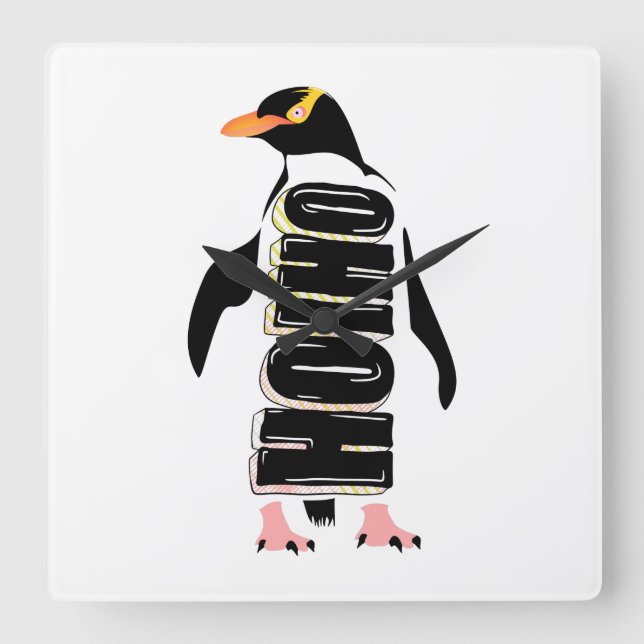 Horloge Carrée Yellow eyed penguin New Zealand bird (Recto)