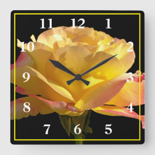 Horloge Carrée Yellow Rose