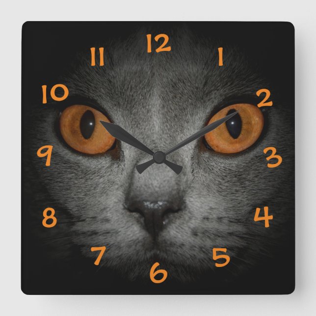 Horloge Carrée Yeux de chat (Recto)