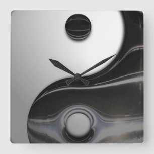 Horloge Carrée Yin noir liquide Yang (personnalisable)