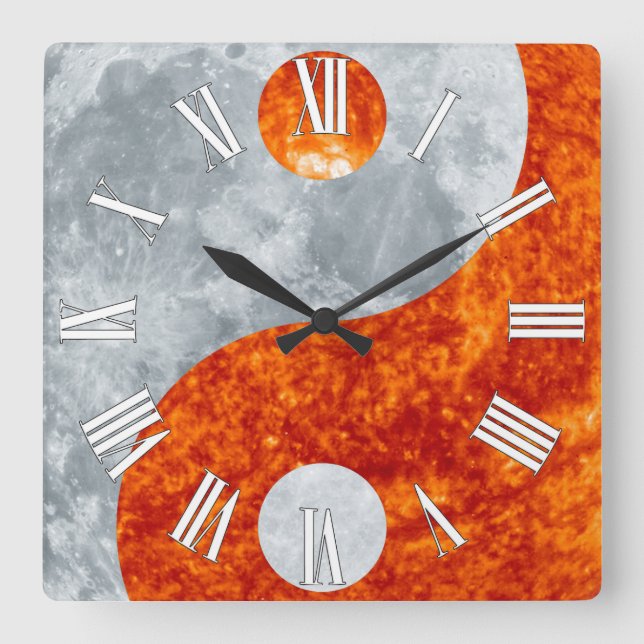 Horloge Carrée Yin & Yang Asian sign for Balance Wall Clock (Recto)