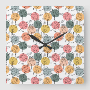 Horloge Carrée Yoga poses pattern Yoga seamless pattern 37