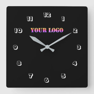 Horloge Carrée Your Logo Business Office Personalized Font Color