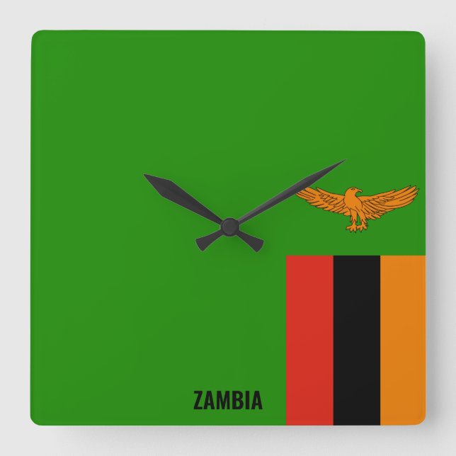 Horloge Carrée Zambie Drapeau éblouissant patriotique (Recto)
