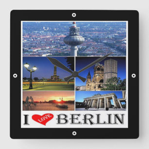 Horloge Carrée zDE020 BERLIN I LOVE Germany,