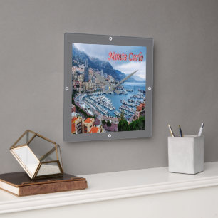 Horloge Carrée zMC018 MONTE CARLO Panorama, Monaco,