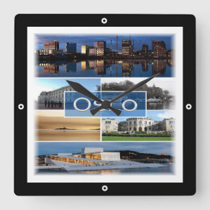 Horloge Carrée zNO006 OSLO, Norvège, Europe,