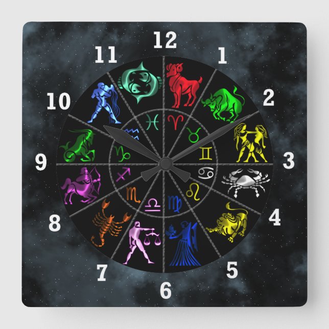Horloge Carrée Zodiac signs (Recto)
