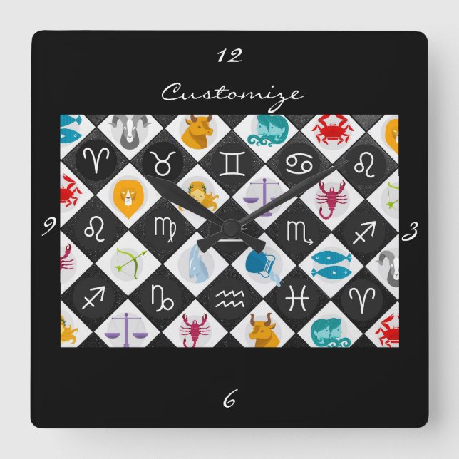 Horloge Carrée Zodiac Sun Sign Astrology Calendar Thunder_Cove  (Recto)
