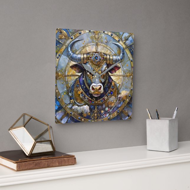 Horloge Carrée Zodiac - Taurus Le Taureau (Bureau)