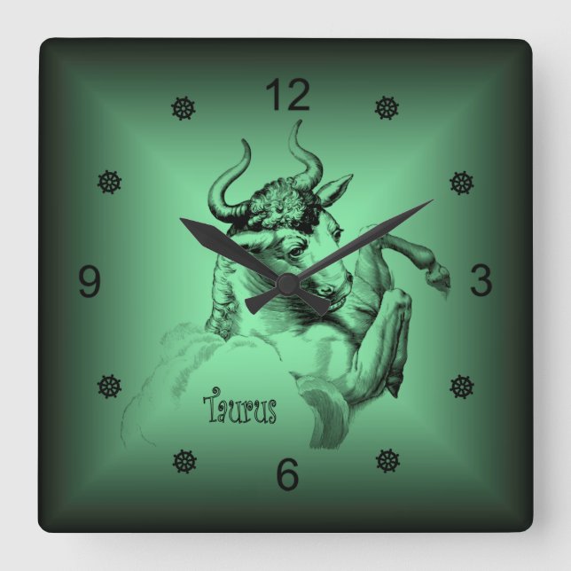 Horloge Carrée Zodiac ~ Taurus ~ Signes astrologiques ~ Horoscope (Recto)