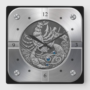 Horloge Carrée Zodiaque ~ Cancer ~ Céleste ~ Astrologie occidenta