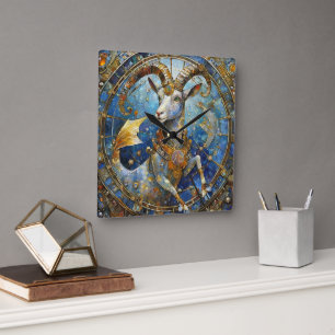 Horloge Carrée Zodiaque - Capricorne Chèvre de mer