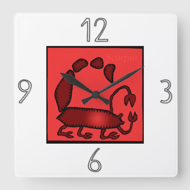Horloge Carrée Zodiaque Sign Scorpio Wall Clock (Recto)