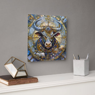 Horloge Carrée Zodiaque - Taureau Le Taureau